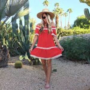 Eberjey Red Off-Shoulder Mini Dress